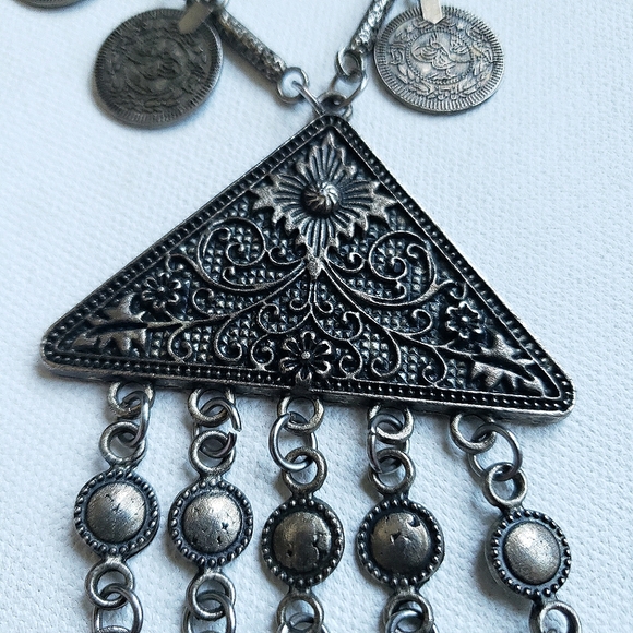 Tribal Coin Tassel Statement Necklace - Picture 8 of 14